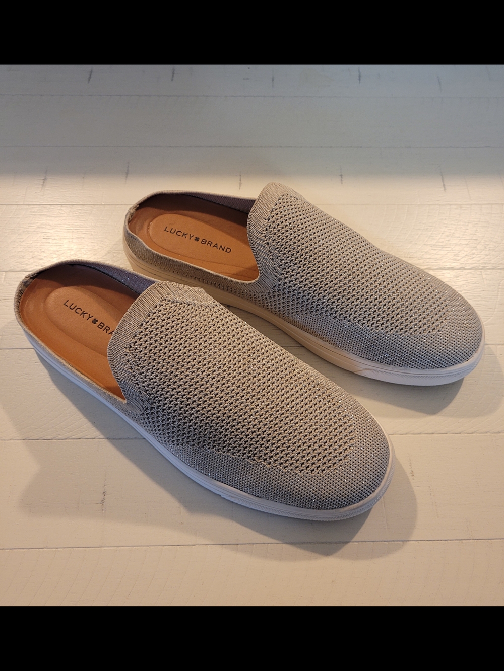 Lucky Brand Women’s Slip-On Knit Sneakers in Light Tan